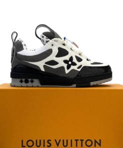 LOUIS VUITTON Leather lace up Fashionable Board Shoes Black Gray OG0424112