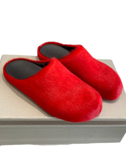 Marni Long-Hair Calfskin Fussbett Sabot Red OG0429219