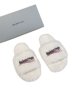 Balenciaga Furry Slides White OG042387