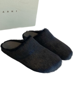 Marni Long-Hair Calfskin Fussbett Sabot Black OG0429216