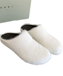 Marni Long-Hair Calfskin Fussbett Sabot White OG0429220