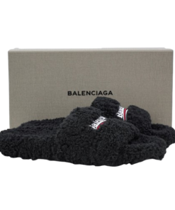 Balenciaga Furry Slides Black Label OG042386