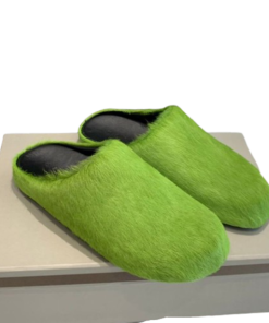 Marni Long-Hair Calfskin Fussbett Sabot Green OG0429217