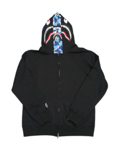 Bape ABC Camo Double Shark Full Zip Hoodie Black Blue OG051302