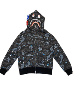 BAPE Space Camo Shark WGM Full-Zip Hoodie Black OG051309