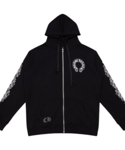 Chrome Hearts Horseshoe Floral Cross-Sleeve Zip Up Hoodie 'Black' OG051311