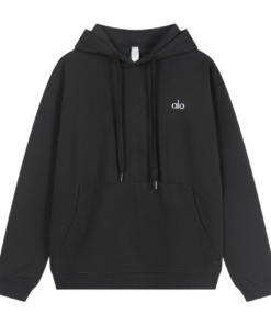 Alo Yoga Accolade Full Zip Hoodie Black Grey OG051323