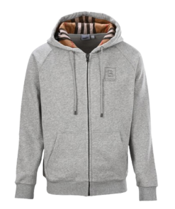 Burberry Letter Graphic Cotton Blend Zip Hoodie Pale Grey Melange OG051426