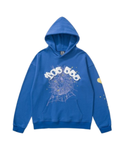 Sp5der Spider Web Print Gothic TC5 Hoodie Blue OG051680