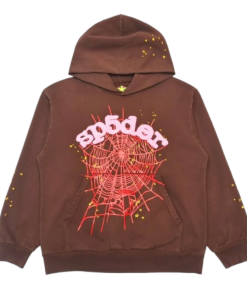 Sp5der Web Print Gothic Hoodie Brown OG051686