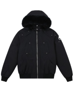 Moose Knuckles Men's Balistic Bomber Zip-Up Fur Jacket Black OG051809
