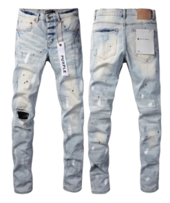 New Purple Brand Fashion Men Black Jeans Distressed Hole OG052226