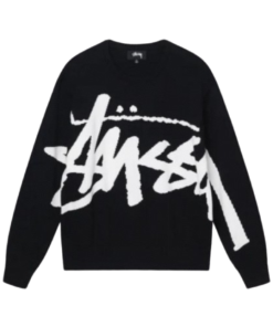 Stussy Jacquard Knitted Round Neck Sweater Black OG0523