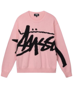 Stussy Jacquard Knitted Round Neck Sweater Pink OG0523