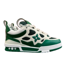 LOUIS VUITTON Leather lace up Fashionable Board Shoes White Green OG0530