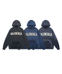Balenciaga Tape Type Ripped Pocket Hoodie Oversized BlackBlueBlack Blue OG051452