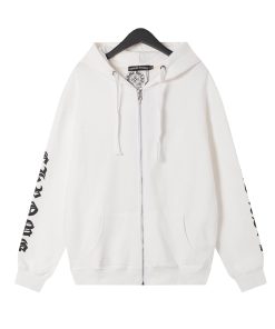 Chrome Hearts Multicolor Sleeve Zip Hoodie White OG0727149