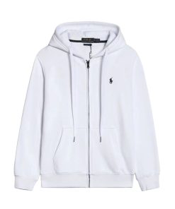 Ralph Lauren Polo Pony Zip-up White Hoodie Black Logo OG0730309