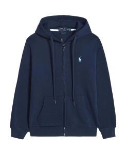 Ralph Lauren Polo Pony Zip-up Navy Hoodie & Green Logo & Navy Drawstring OG0730311