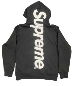 Supreme Satin Appliqué Hooded Sweatshirt Black and White OG0729226