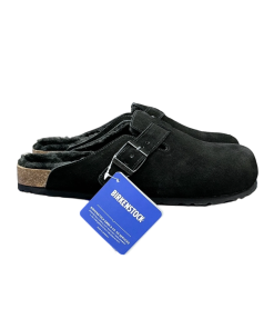 Birkenstock Boston Shearling Suede Leather Black OG0717797