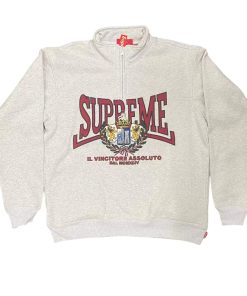 Supreme 25FW CREST APPLIQU É HALF ZIP PULLOVER half zip hoodie grey OG0729276