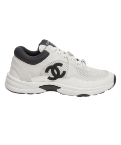 Chanel Mesh Suede Calfskin Grained CC Sneakers Gray White Black OG0706660