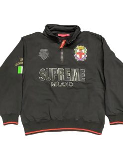 Supreme 22FW Milan Half Zip Pullover AC Milan Limited Edition Half Zip Hoodie Black OG0729284