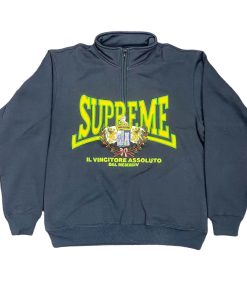 Supreme 25FW CREST APPLIQU É HALF ZIP PULLOVER half zip hoodie navy blue OG0729277