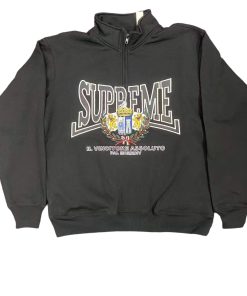 Supreme 25FW CREST APPLIQU É HALF ZIP PULLOVER half zip hoodie black OG0729275