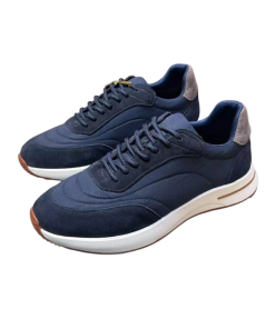 Loro Piana Week End Walk Suede-Trimmed Shell Sneakers Blue OG0715726