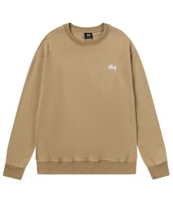 Stussy round neck hoodie khaki OG0731359