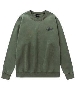 Stussy Washed Round Neck Hoodie Green OG0731362