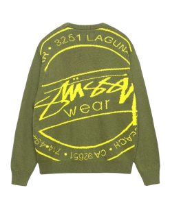 Stussy FW25 Wear letter knit sweater Green OG0731353