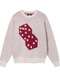 Stussy FW24 seahorse hair dice sweater  white powder OG0731352