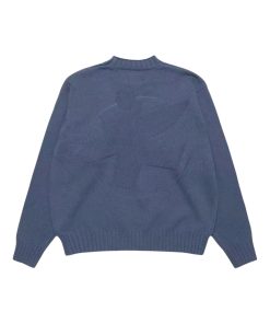 Stussy FW25 Solid Color Surfing Figure Sweater Blue OG0731348