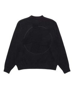 Stussy FW25 Solid Color Surfing Figure Sweater  Black  OG0731349