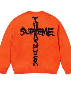 SUPREME ®/ THRASHER ®  CREWNECK FW24 Flame Joint Sweater Orange OG0730298
