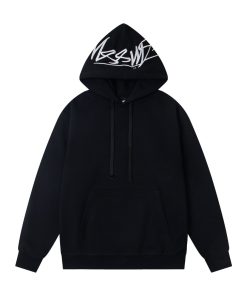 Stussy chest logo hooded American retro hoodie unisex Black OG0731370