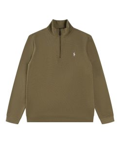 Ralph Lauren Half Zipper High Collar Long Sleeve Knitted Hoodie  Army Green OG0730322