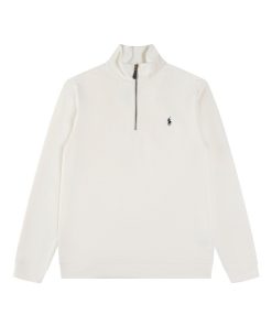 Ralph Lauren Half Zipper High Collar Long Sleeve Knitted Hoodie white OG0730327