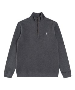 Ralph Lauren Half Zipper High Collar Long Sleeve Knitted Hoodie Dark gray OG0730325