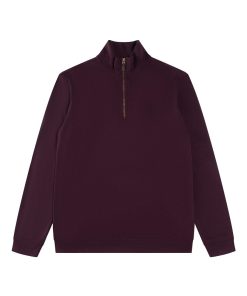 Ralph Lauren Half Zipper High Collar Long Sleeve Knitted Hoodie Wine Red  OG0730323