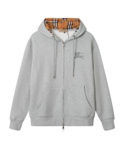 Burberry embroidered hooded cardigan sweatshirt Grey OG0727164