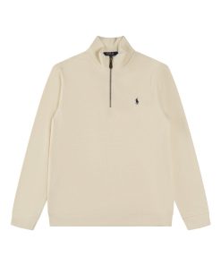 Ralph Lauren Half Zipper High Collar Long Sleeve Knitted Hoodie Apricot OG0730320