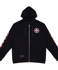 Chrome Hearts Made In Hollywood Plus Cross Zip Up Hoodie BlackRed OG0725130