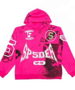 Sp5der Stencil Hoodie Pink OG0725117