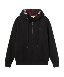 Burberry embroidered hooded cardigan sweatshirt Black OG0727165