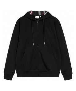 Burberry warhorse zipper cardigan hooded sweatshirt Black OG0727163