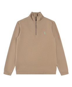 Ralph Lauren Half Zipper High Collar Long Sleeve Knitted Hoodie Khaki green label OG0730319